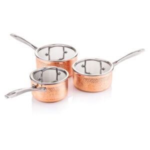 3 Piece Tri Ply Hammered Copper Pan Set All in Ghana Tema Accra Quality Cooking Pots Store Call 0201802032