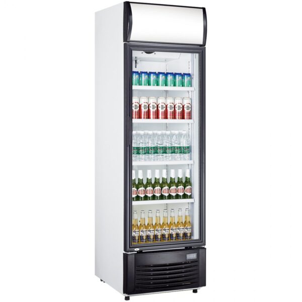 Commercial Bottle cooler Upright 382 litres Fan assisted cooling Hinged glass door Black White LG382B All in Ghana Tema Accra Quality Cooking Pots Store Call 0201802032