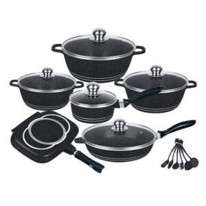 6 Piece Sauce Pans Frying Pan Stewpot Sets black Saucepots Safe for Induction Cooker Gas Oven Aluminum Non-Stick Cookware Sets All in Ghana Tema Accra Quality Cooking Pots Store Call 0201802032